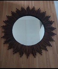 Handcrafted Sunburst Wall Mirror Made with Natural Teak Wood