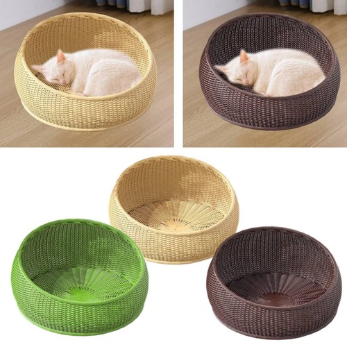 Wicker cat bed faux rattan - wicker,