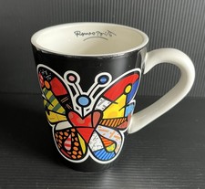 Romero Britto Ceramic Mug Butterfly Pop Art Colourful Fun Collectable Rare 2009