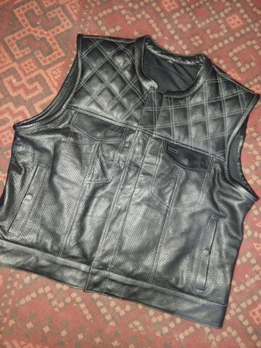 Mens leather biker - leather, vest