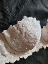 White Strapless Floral Bra by
