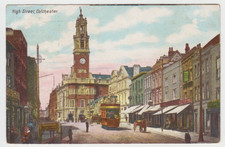 OLD P/C   HIGH STREET, COLCHESTER, ESSEX, 1904  SHOPS  PEOPLE  TROLLY BUS  TRAM
