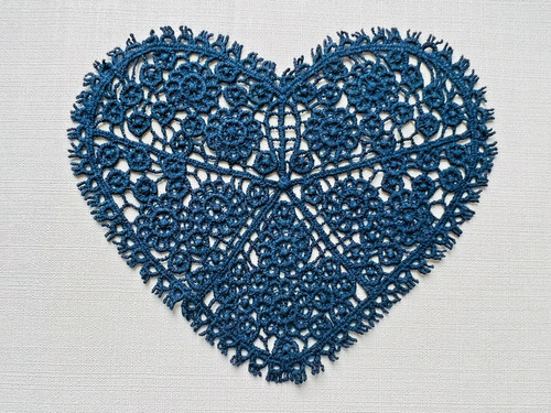 Large sew lace flower heart - lace,