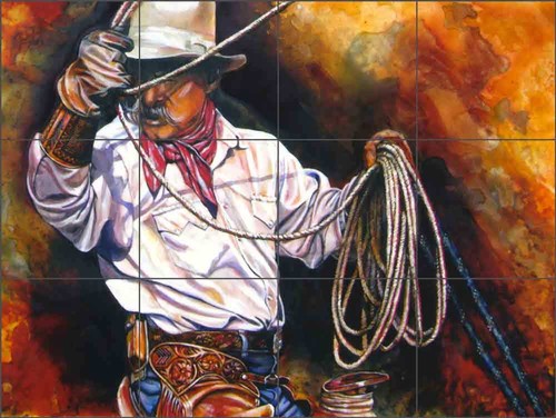 Cowboy tile mural taylor - cowboy,