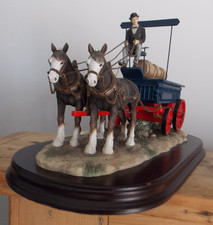THE DRAY CART with SHIRE HORSE PULL TEAM by LEONARDO with box