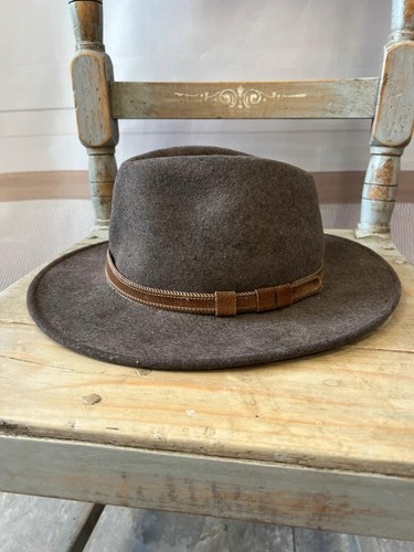 Brown 100 wool felt fedora - wool,