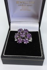 Sterling Silver Large Purple CZ Cocktail Statement Ring Size P 1/2  925