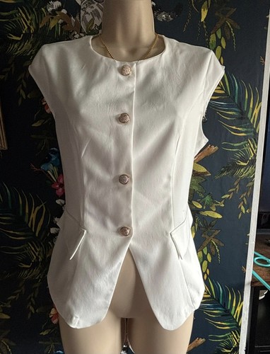 White waistcoat top - waistcoat, rose