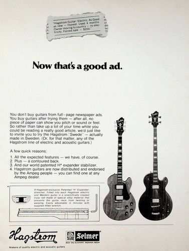 1974 hagstrom swede guitar - 1974,