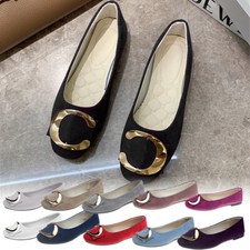 Ladies Womens Pumps Ballet Ballerina Dolly Flat Slip On Loafers Suede Shoes Size