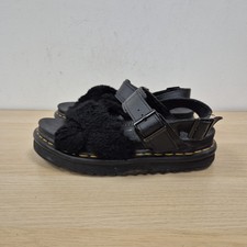 Dr. Martens Voss Fluffy Black Leather Chunky Platform Lightweight Sandals Uk 6 .