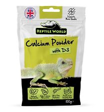 Reptile World Calcium Powder with Vitamin D3 100g - Tortoise, Bearded Dragon