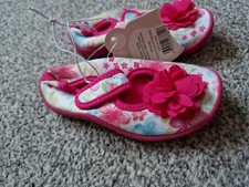 George Baby Girls Pink Floral First Walkers Walking Shoes Anti-slip UK: 5 EU: 22