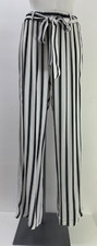Ladies New Forever Striped Linen Look Belted Trousers Size   10 12 14 16