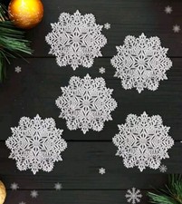 6 Silver Christmas Snowflake shape PVC Drink Coasters Tea Coffee Xmas Tableware