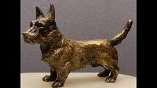 Ca.1920 Austrian Cold Painted Bronze Scottie Dog Terrier Desk Tidy