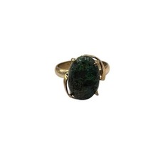 9ct 9k Yellow Gold 3.70ct Natural Black Opal Ladies Ring Size L. Brand New