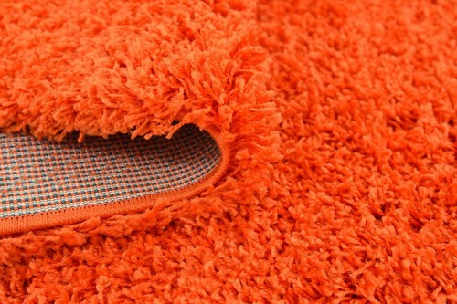 Large orange shaggy rug soft - x,