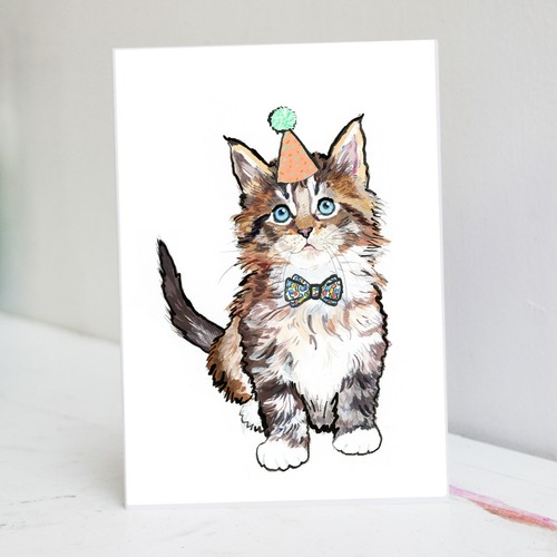 Kitten birthday card tabby - kitten,