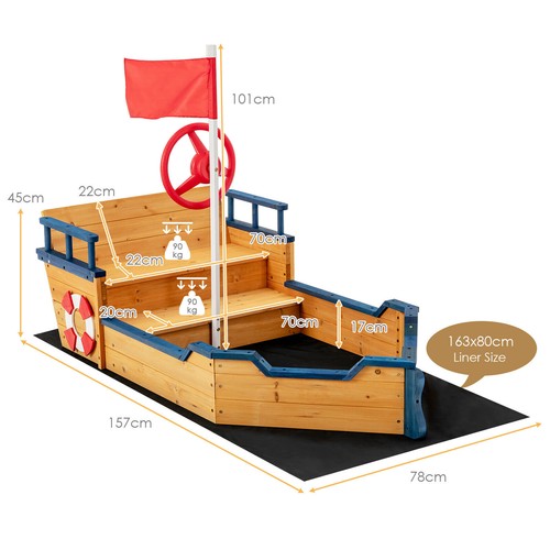 Kids wooden sandbox pirate - kids,