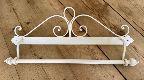 Vintage iron towel rack - rack, white