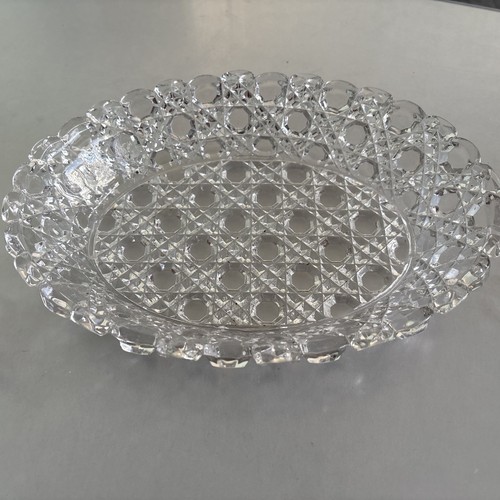 Vintage cut glass oval - vintage, footed