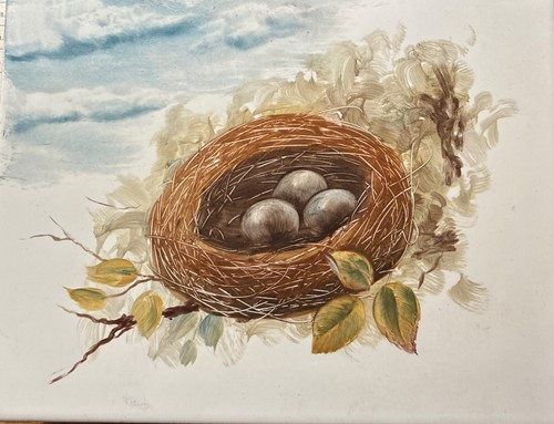 Hand painted tile bird - painted,