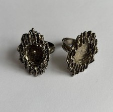 Vintage Dark Silver Tone Brutalist Ring Blanks Settings Jewellery Findings