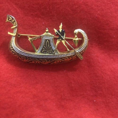 Damascene vintage brooch - vintage,