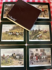 Hunting Scenes Vintage Clover Leaf Country Horse & Hounds Table Place Mats x 6