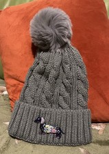 Grey Ladies Hat With Fluffy