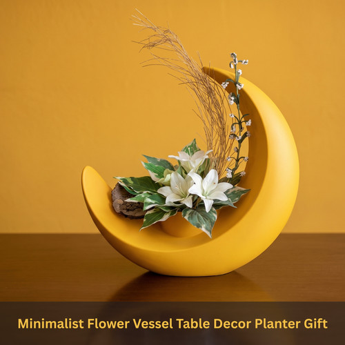 Printed crescent moon vase - printed,