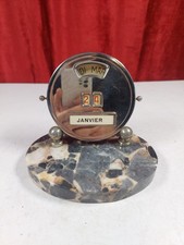Antique Art Deco French Perpetual Calendar On Marble Base With Pen Rest