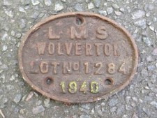 LMS Wolverton Builders Coach Wagon Plate Worksplate Carriage 1940 Lot 1284