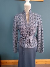 LOVELY 3 PIECE JEWEL SUIT JACKET TOP SKIRT 10 BLUE COLLECTION EVENING OCCASION