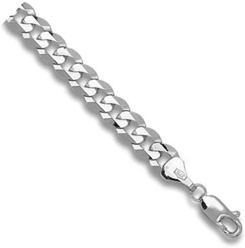 9ct white gold curb - white, 20"