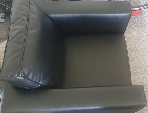 Black faux leather armchair - black,