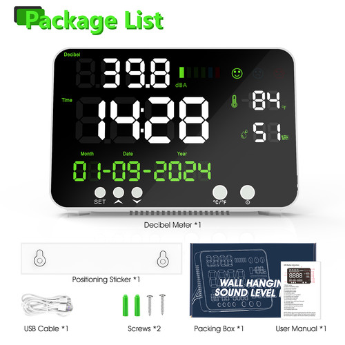Wall mounted decibel meter led - decibel,