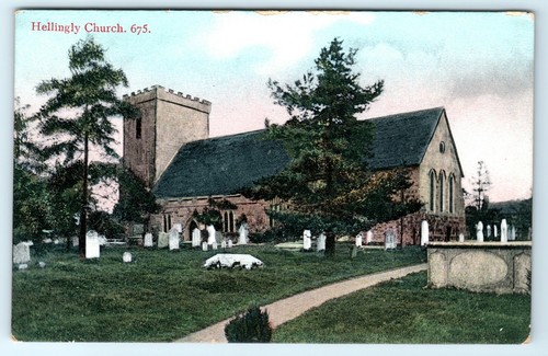 Postcard hellingly church - hellingly,