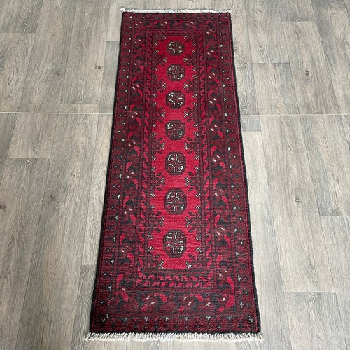 Red afghan aqcha rug hallway - red,