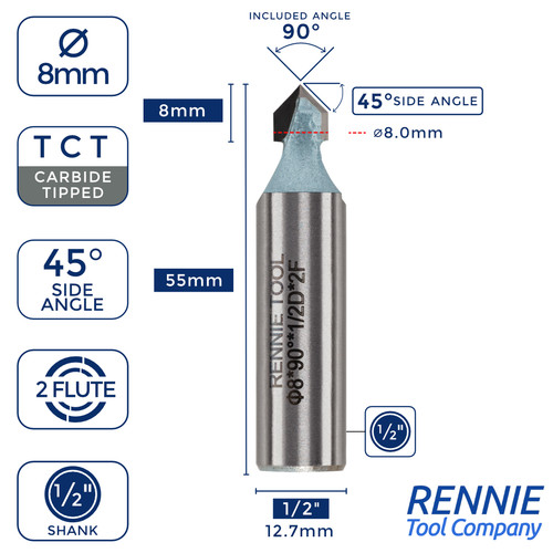 8mm degree 2 tct - 8mm, 1/2"
