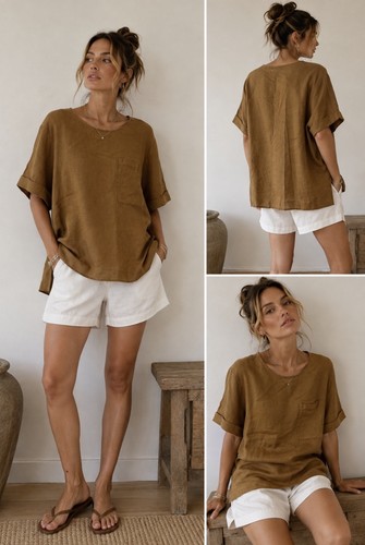 Zara 100 linen mustard - zara, brown