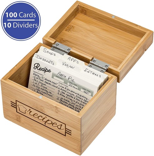 Wood recipe box - box, w/