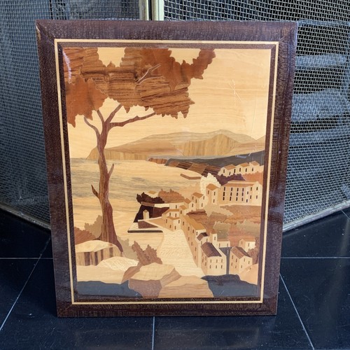 Vintage inlaid wood art wall - vintage,