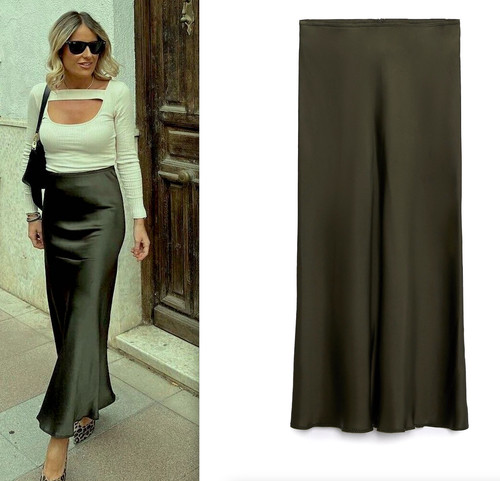 Zara long satin skirt - , shiny