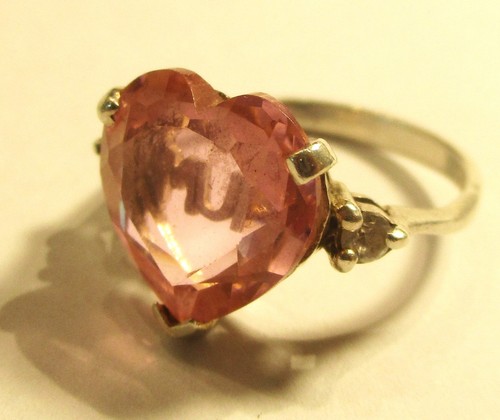 Sterling silver pink heart - pink,
