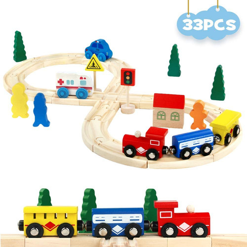 33pcs wooden train - 33pcs, rail