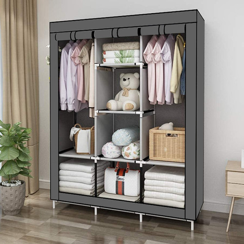 Large fabric canvas wardrobe - canvas,