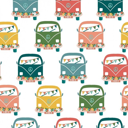 Campervans 100 cotton fabric - ,