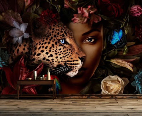 Dark floral leopard - leopard, elegant